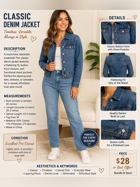 Classic Blue Denim Jacket - Women's Jean Jacket